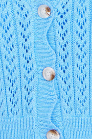Yumi Blue Scallop Edge Crochet Knitted Midi Dress