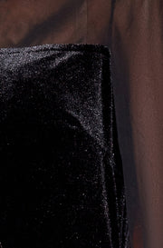 Yumi Black Velvet Pussy bow Sheer Sleeves Skater Dress