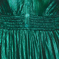 Yumi Green Metallic Ruched Midi Dress