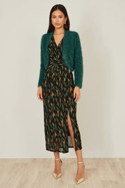 Yumi Green Metallic Fluffy Eyelash Bolero