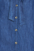 Yumi Blue Chambray Tunic With Pussy Bow Tie