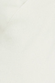 Yumi Ivory Metallic Thread Rib Wrap Knitted Top