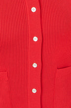 Yumi Red Ribbed Collar Button Up Cardigan