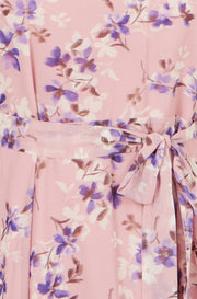 Yumi Pink Blossom Skater Midi Dress With Angel Sleeves