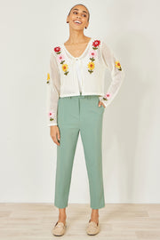 Yumi Ivory Crochet Embroidered Flower Bolero