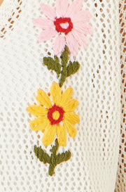 Yumi Ivory Crochet Embroidered Flower Bolero