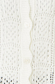 Yumi White Crochet Short Sleeve Cardigan