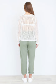 Yumi White Flower Crochet Jumper