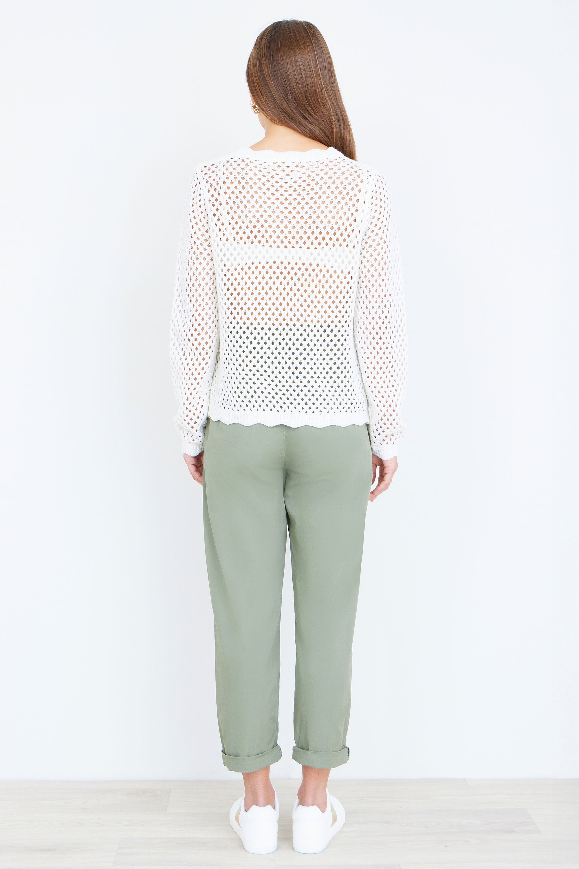 Yumi White Flower Crochet Jumper