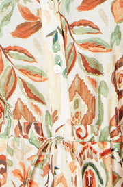 Yumi Ivory Viscose Relaxed Boho Print Maxi Shirt Dress