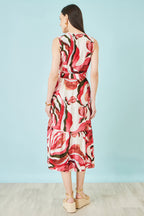 Yumi Pink Viscose Swirl Print Midi Dress
