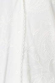 Yumi White Paisley Viscose Embroidered Shirt