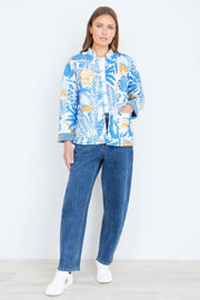 Yumi Blue Jungle Reversible Cotton Quilted Jacket
