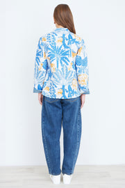 Yumi Blue Jungle Reversible Cotton Quilted Jacket