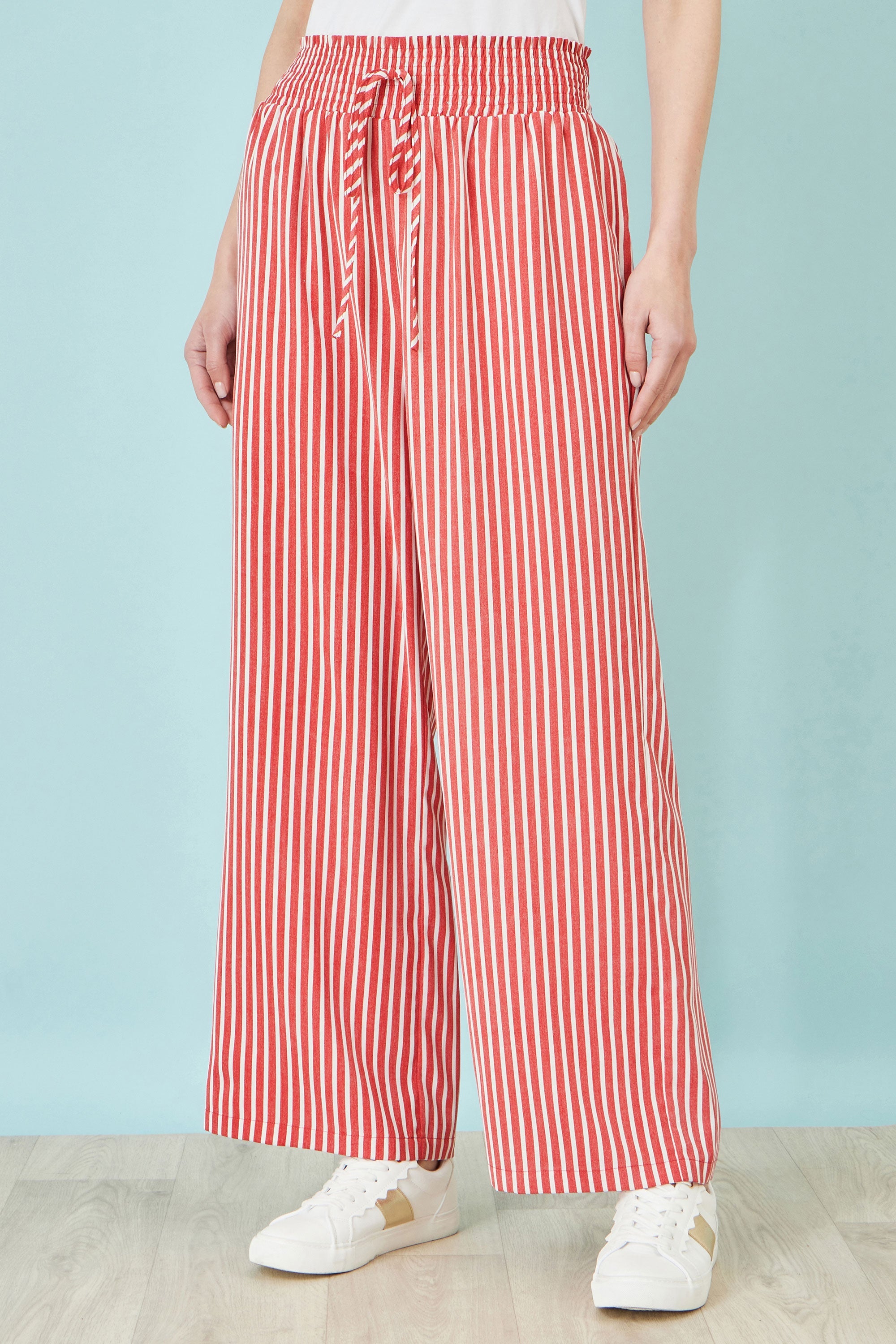 Yumi Red Stripe Relaxed Trousers