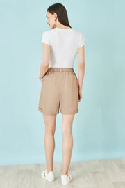 Yumi Brown Pleat Front Shorts
