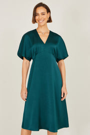 Yumi Green Satin Midi Kimono Dress