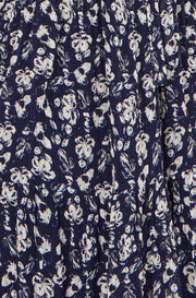 Yumi Navy Floral Mesh Wrap Dress