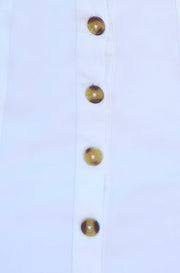 Yumi White Cotton Stretch Mini Skirt With Button Details