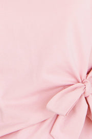 Yumi Pink Cotton Jersey Top With Knot Detail