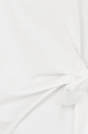 Yumi White Cotton Jersey Top With Knot Detail