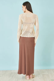 Yumi Brown Viscose Maxi Skirt