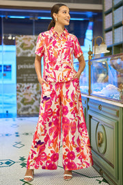 Yumi Pink Abstract Floral Shirt