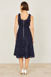 Yumi Navy Applique Floral Skater Dress