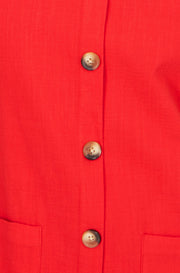 Yumi Red Viscose Button Detail Shift Dress