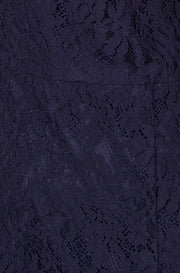 Yumi Navy Lace Fitted Midi Dress With Flute Sleeves