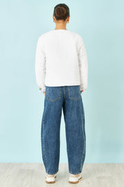 Yumi White Floral Embroidery Reversible Cotton Jacket