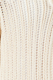 Yumi Beige Tie Front Pointelle Cardigan