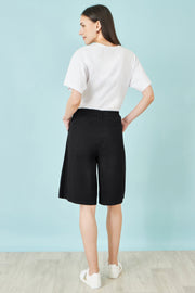 Yumi Black Cotton Bermuda Shorts