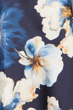 Yumi Navy Cowl Neck Satin Floral Dress