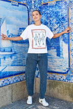 Yumi White Cotton Summer Motif T-Shirt