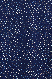 Yumi Navy Spot Print Lace Trim Skater Dress