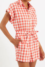 Louche Addie Picnic Check Playsuit In Red