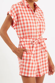 Louche Addie Picnic Check Playsuit In Red