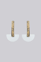 Louche Bernice Geometric White and Gold Pendant Earring