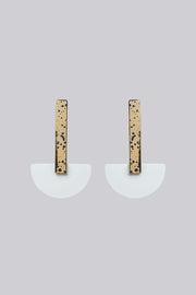 Louche Bernice Geometric White and Gold Pendant Earring