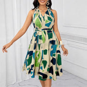 Women's Casual European And American-Style Printed Crew-Neck Dress