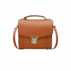 Handmade Leather Sugarcube Handbag - Burnt Orange