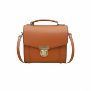 Handmade Leather Sugarcube Handbag - Burnt Orange
