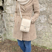 Handmade Leather Festival Phone Bag - Cream