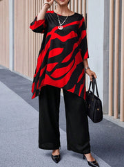 Summer Women's Plus-size Casual Straight-leg Pants Sets