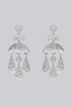 Delilah Beaten Silver Geo Drop Earrings
