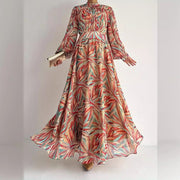 Abstract Turtleneck Maxi Dressstylish And Elegant