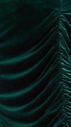 Louche Helka Velvet Ruched Mini Skirt Green