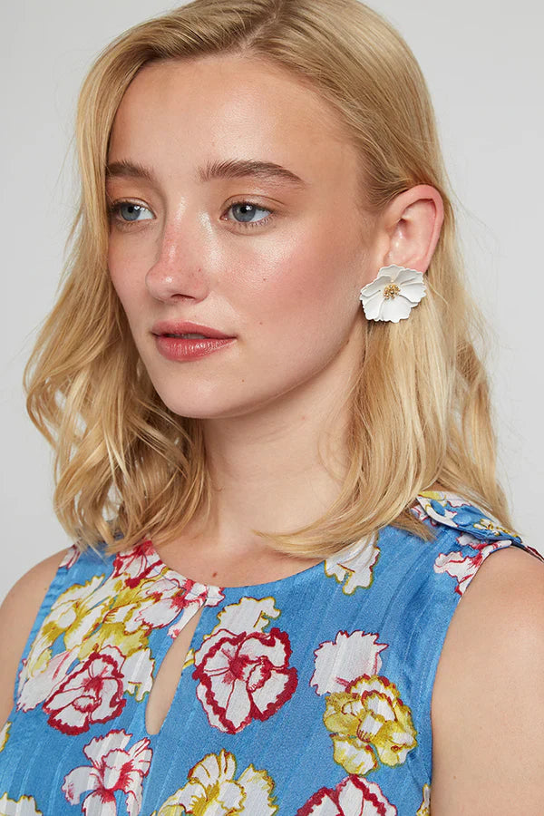 Jalicia Flower Earring White