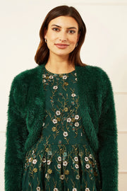 Yumi Green Eyelash Knit Bolero